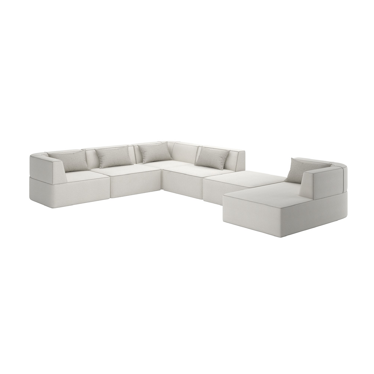 White Welted 6-Piece Sectional | Caracole Marbella | Oroa.com