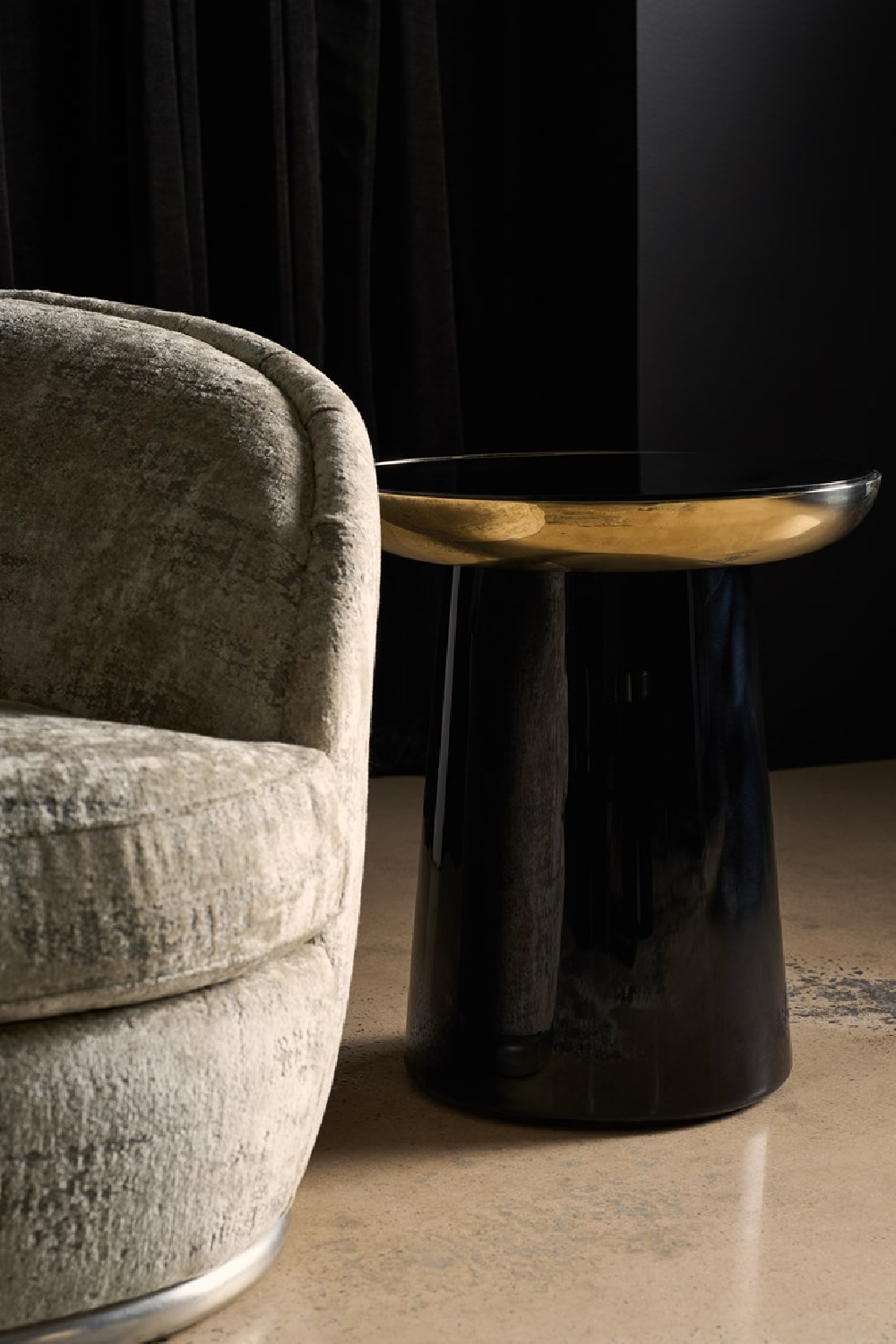 Chenille Swivel Lounge Chair | Caracole Celeste | Oroa.com