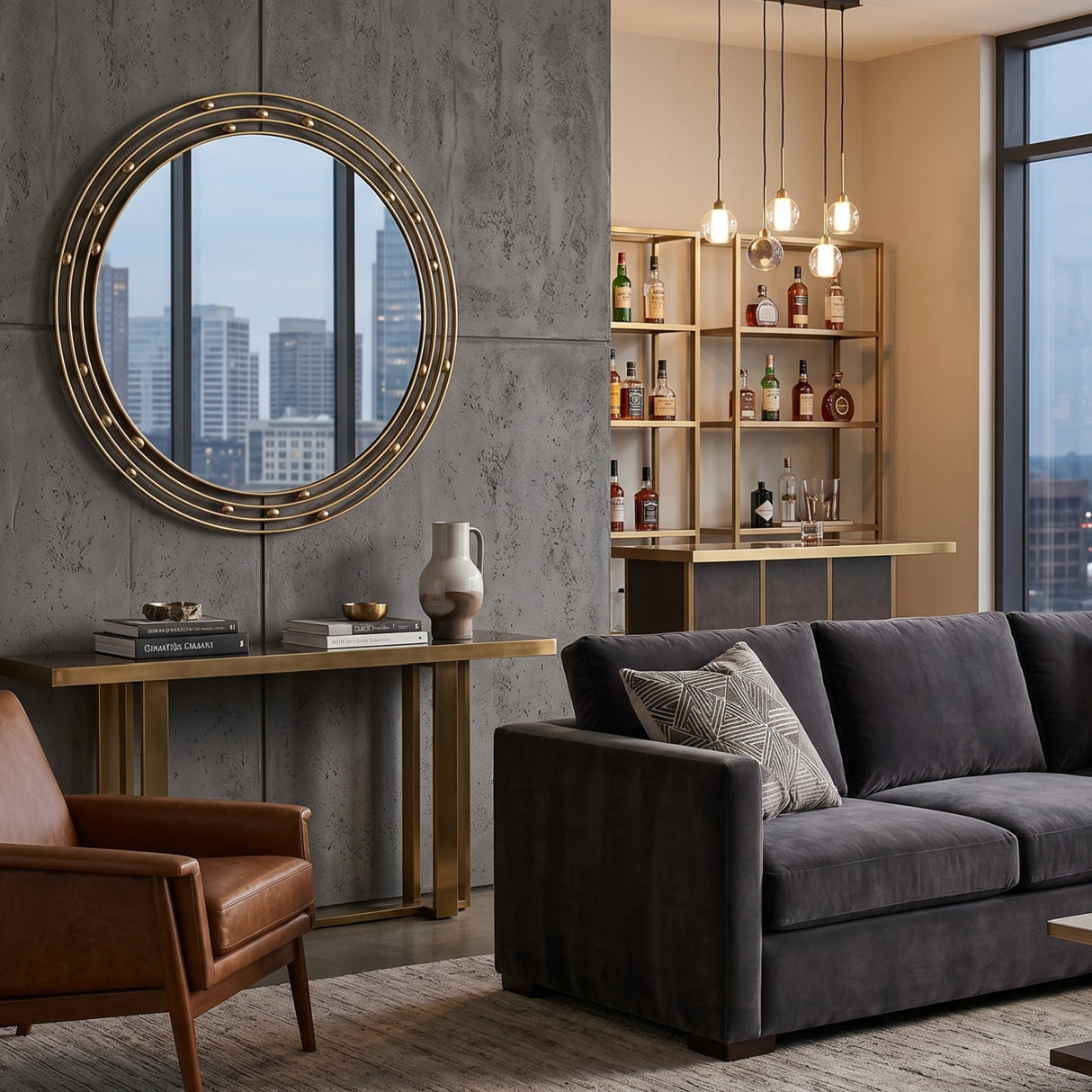 Solid Brass Round Mirror | Oroa.com