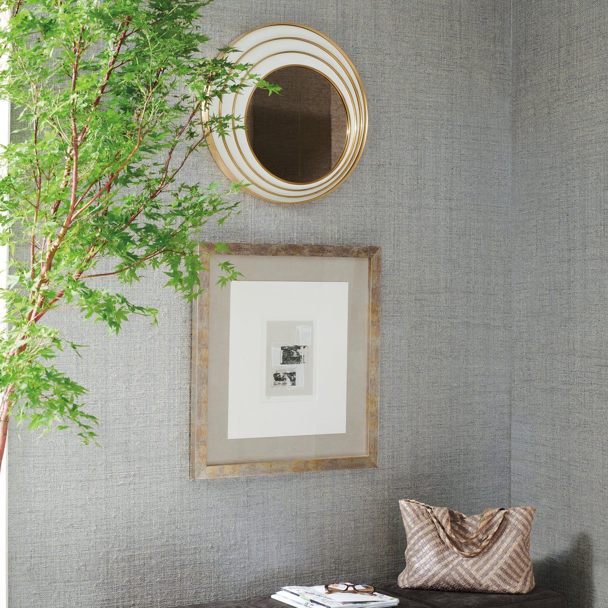 Brass Asymmetrical Round Mirror | Oroa.com