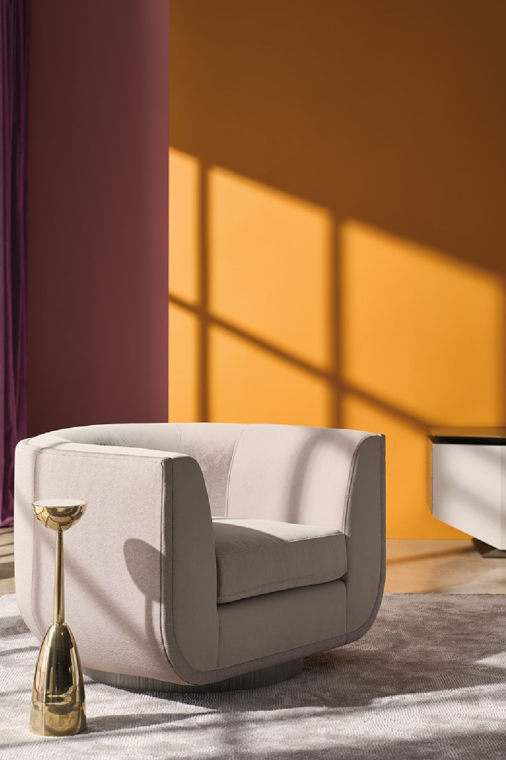 Taupe Velvet Swivel Lounge Chair | Caracole Clipper | Oroa.com