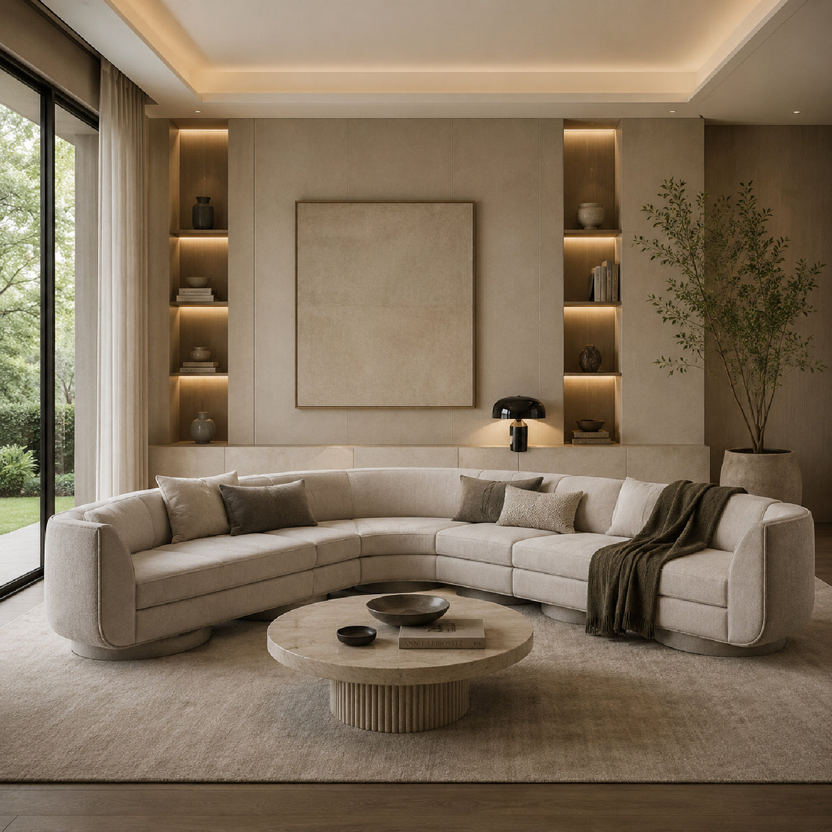 Taupe Velvet 4-Piece Sectional Sofa | Oroa.com