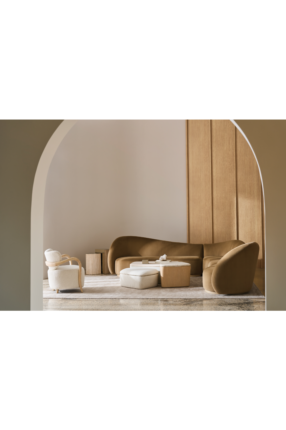 Concave Back Boucle Accent Chair | Oroa.com
