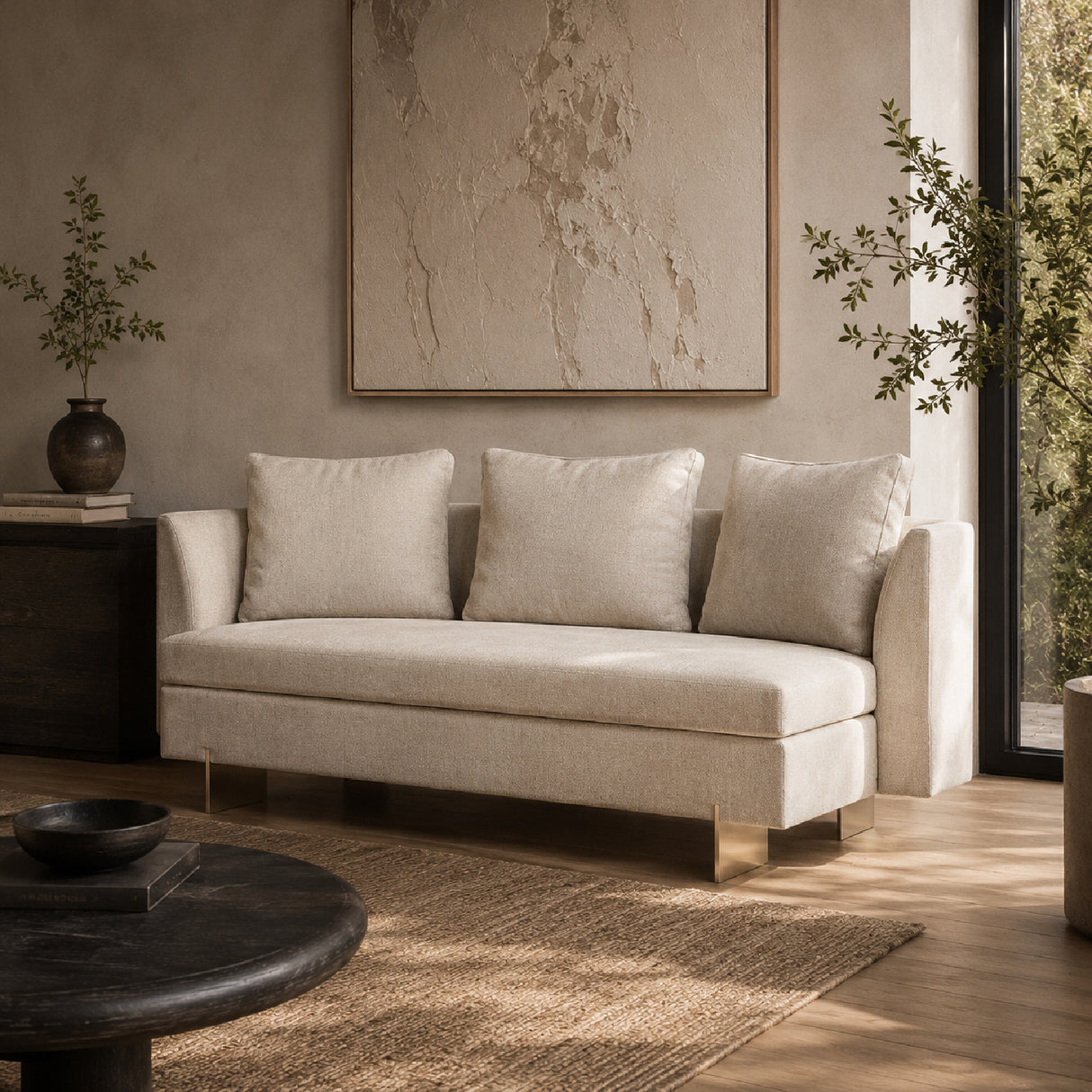 White Chenille Loveseat | Oroa.com