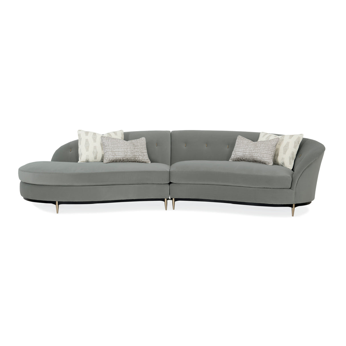 Gray Velvet Right-Armed Loveseat | Oroa.com