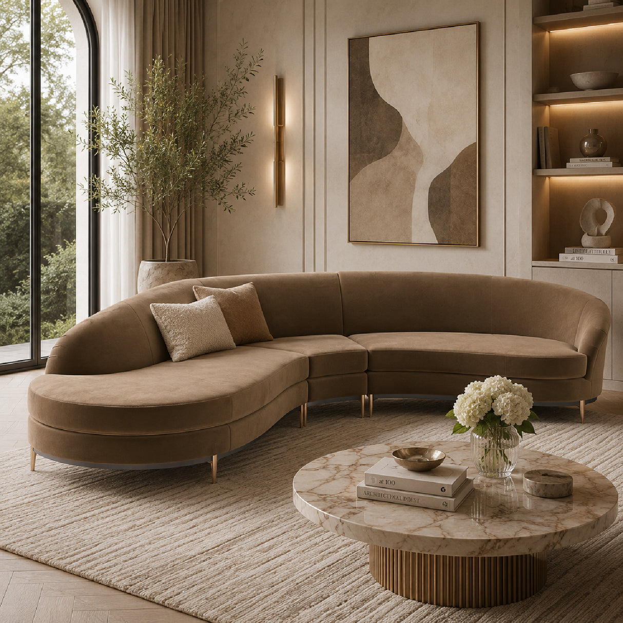 Velvet Curved 3-Piece Sectional Sofa | Oroa.com