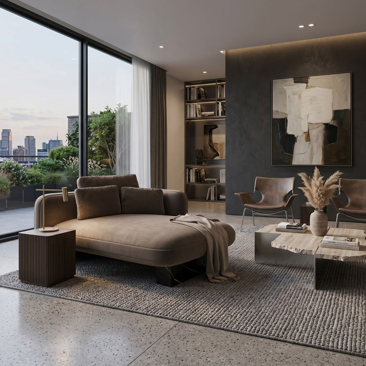 Taupe Velvet Right Chaise | Oroa.com