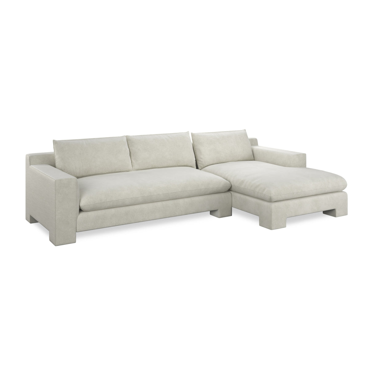 White Velvet Sectional Chaise | Oroa.com