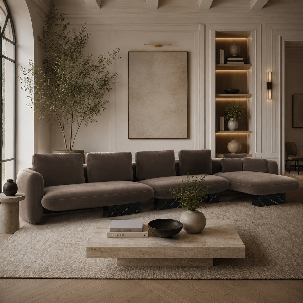 Linen Right Chaise Sectional Sofa L | Oroa.com