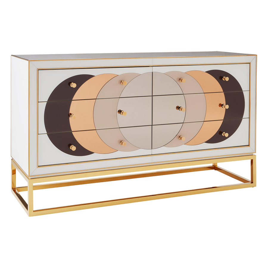 Mirrored Glass 6-Drawer Sideboard | Jonathan Adler Chambeige | Oroa.com