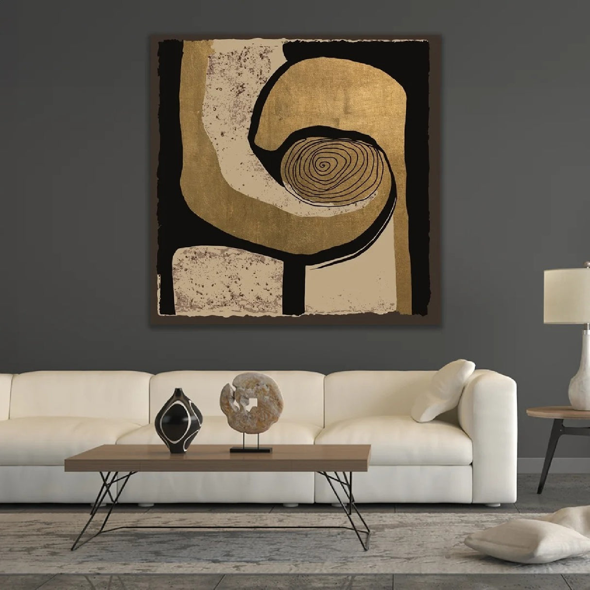 Gold Swirl Abstract Art | Oroa.com