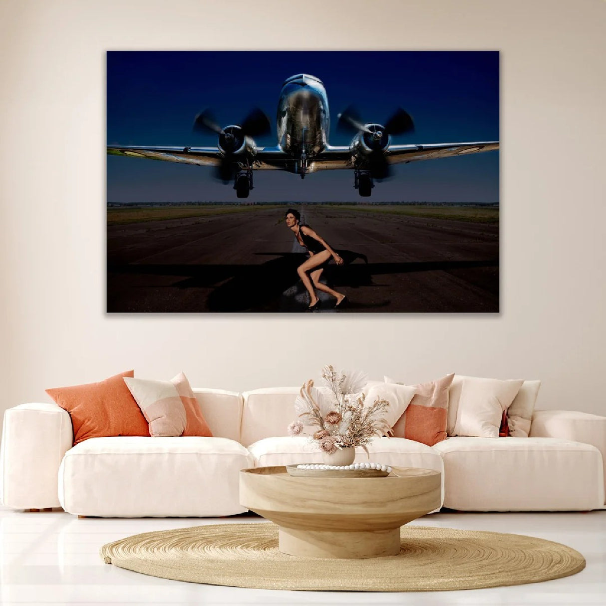 Airplane Over a Girl Photographic Art | Oroa.com