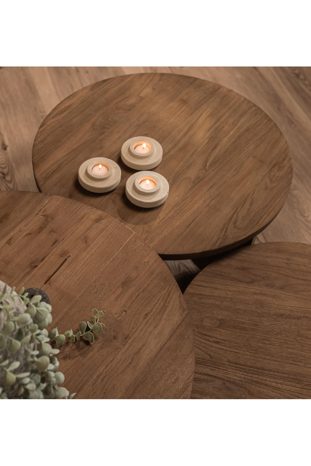 Teak Round Coffee Table Set (3) | dBodhi Ace | OROA.com