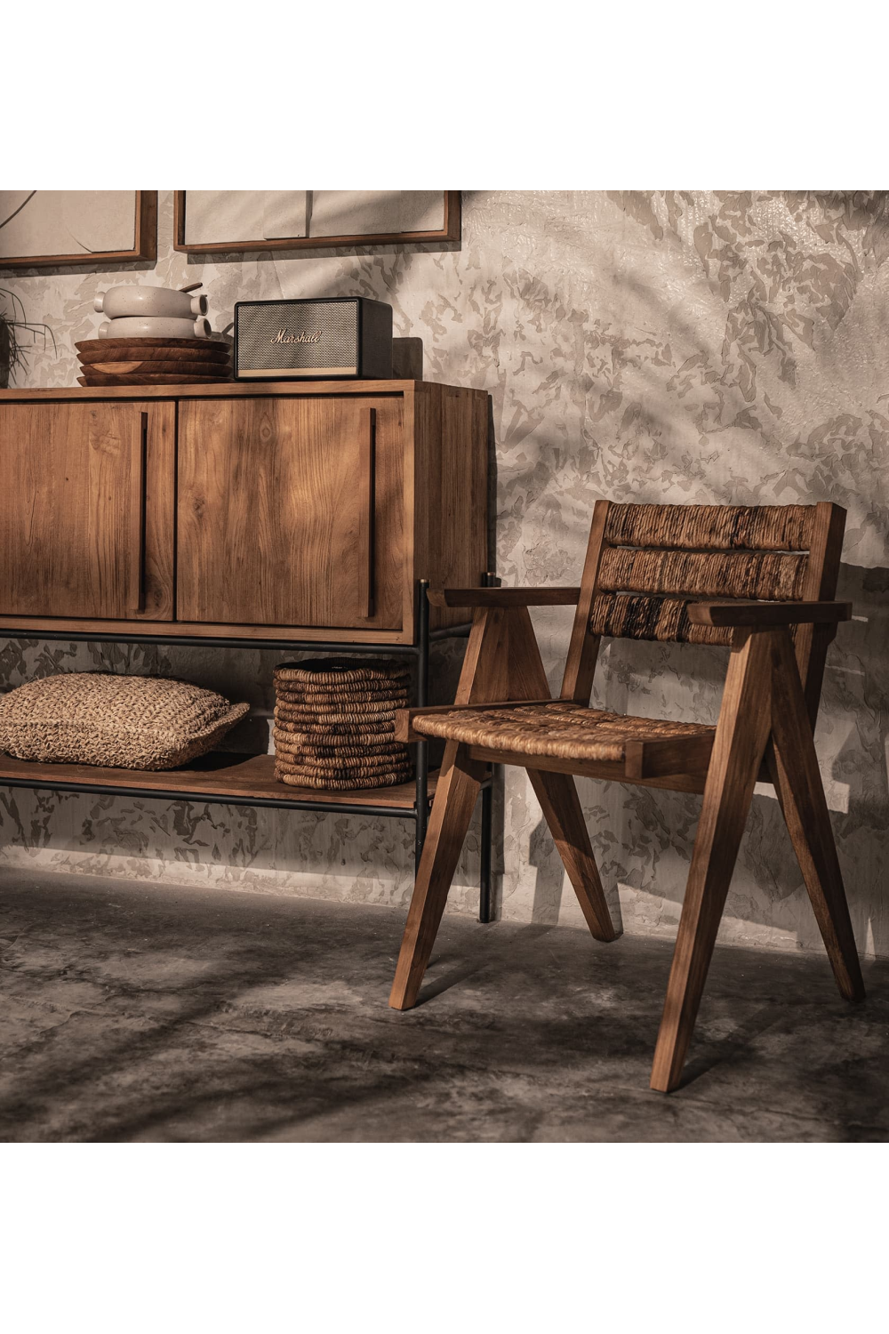 Wood Framed Abaca Dining Armchair | dBodhi Brawny | OROA.com