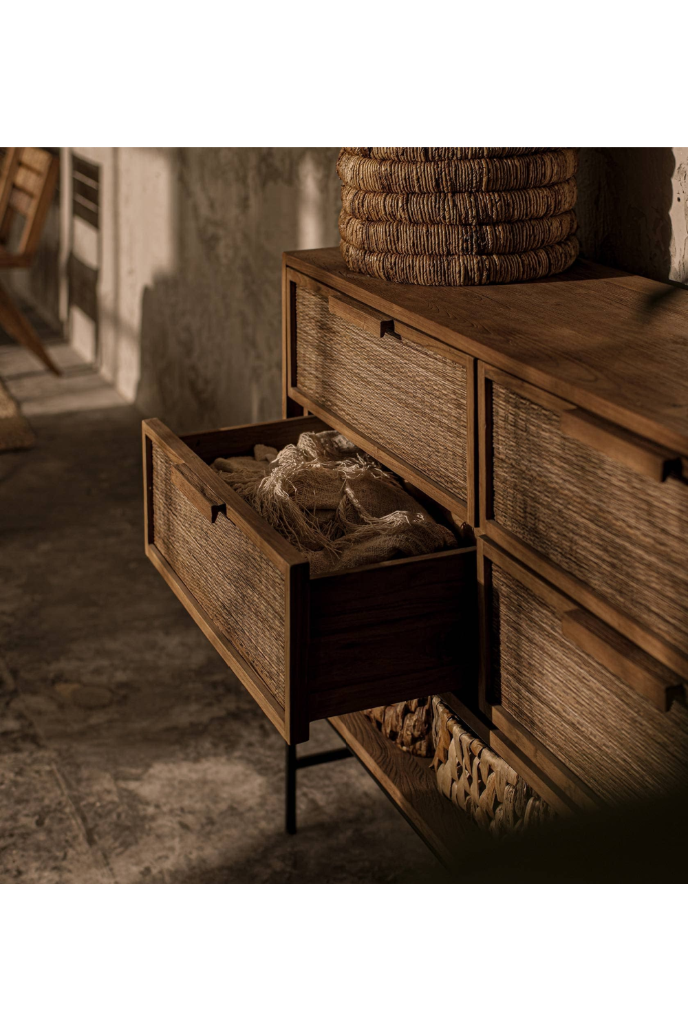 Handwoven Palm Leaves 4-Drawer Dresser | dBodhi Coco | OROA.com