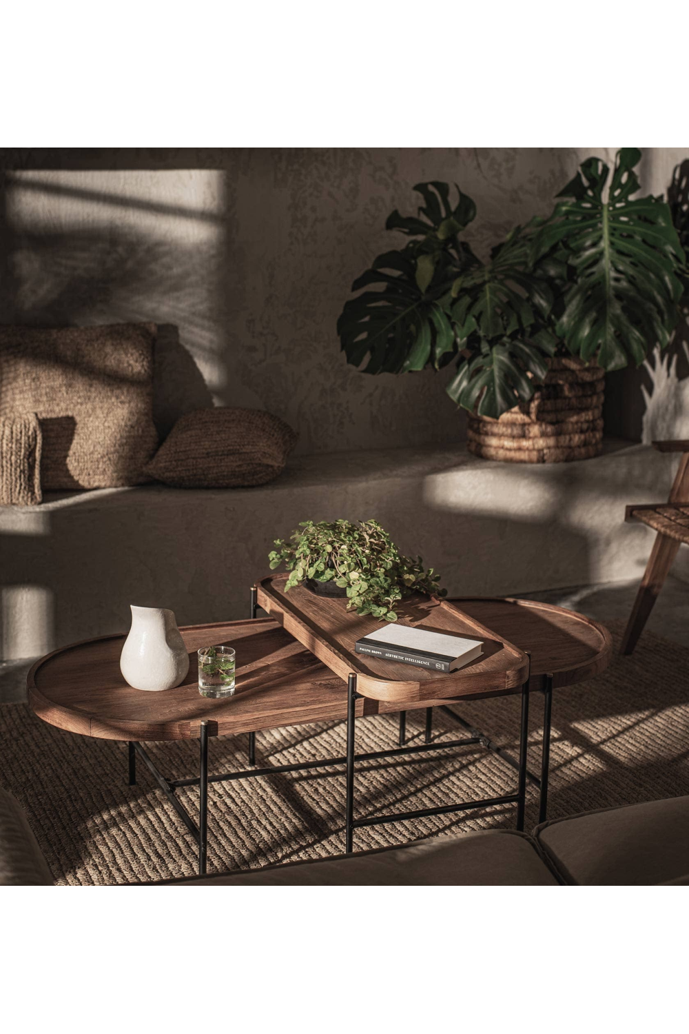 Oval Wooden Tray Coffee Table Set | dBodhi Coco | OROA.com