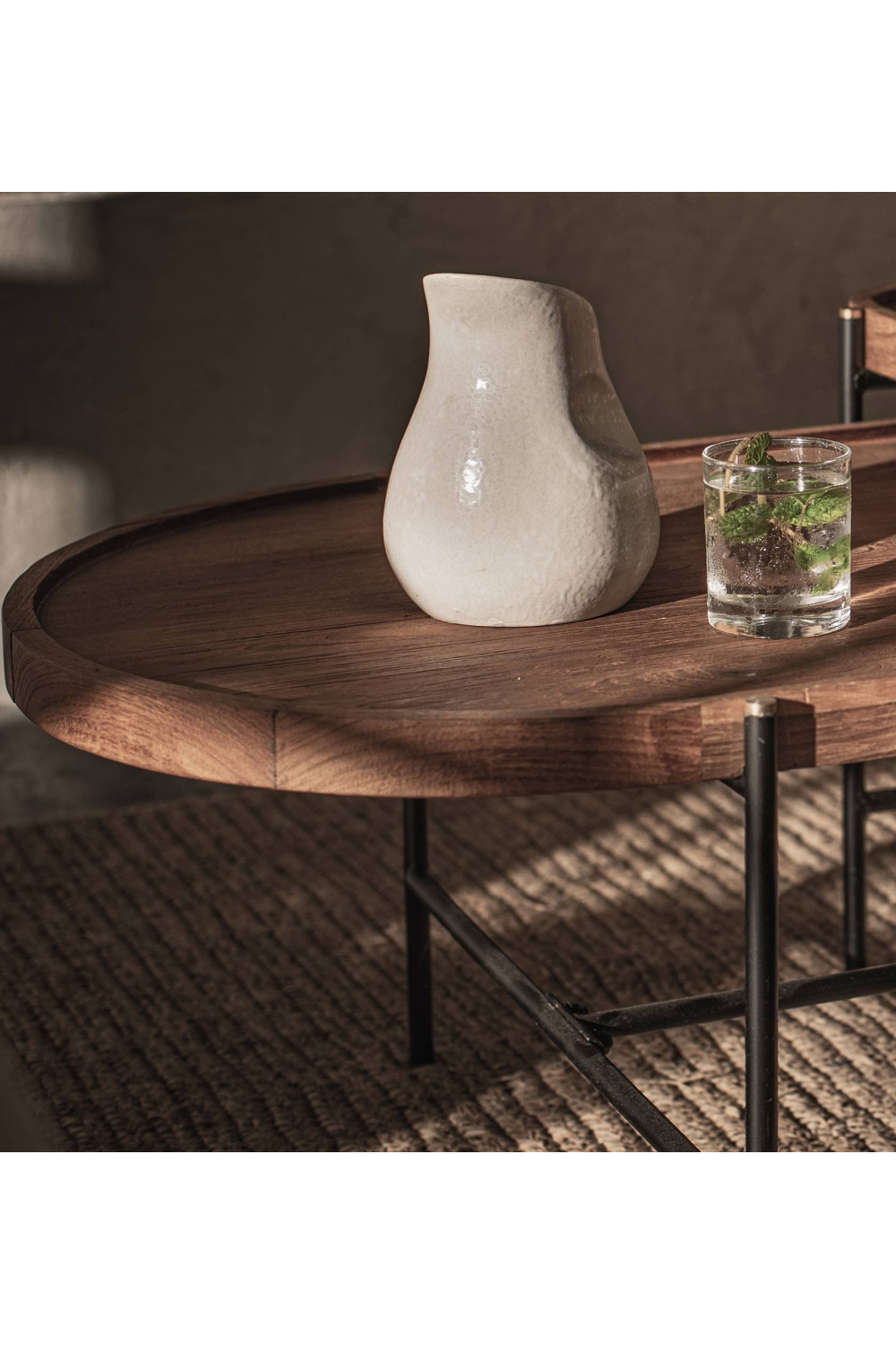 Oval Wooden Tray Coffee Table Set | dBodhi Coco | OROA.com