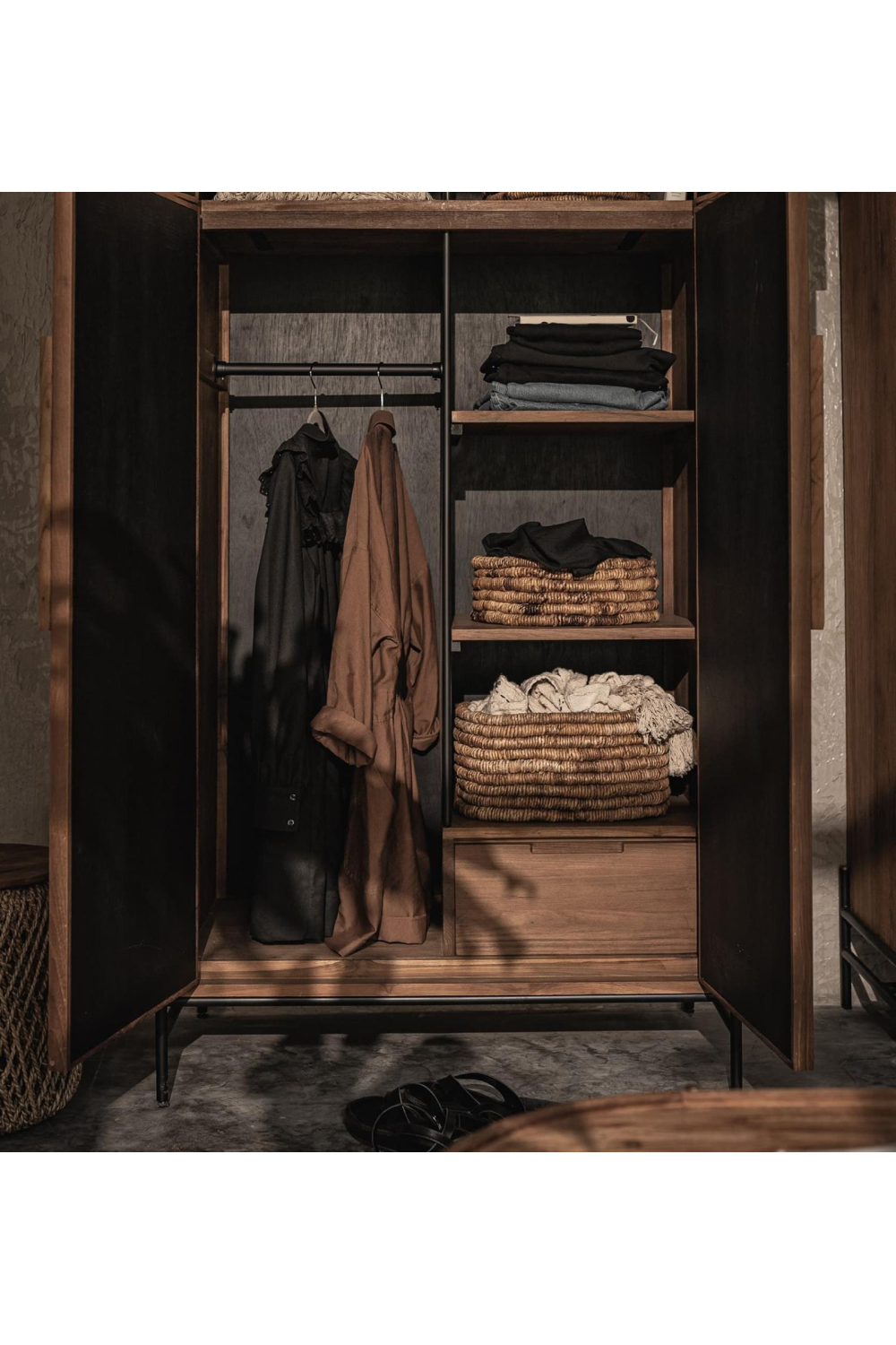 Rustic Wooden Framed Wardrobe | dBodhi Coco | OROA.com