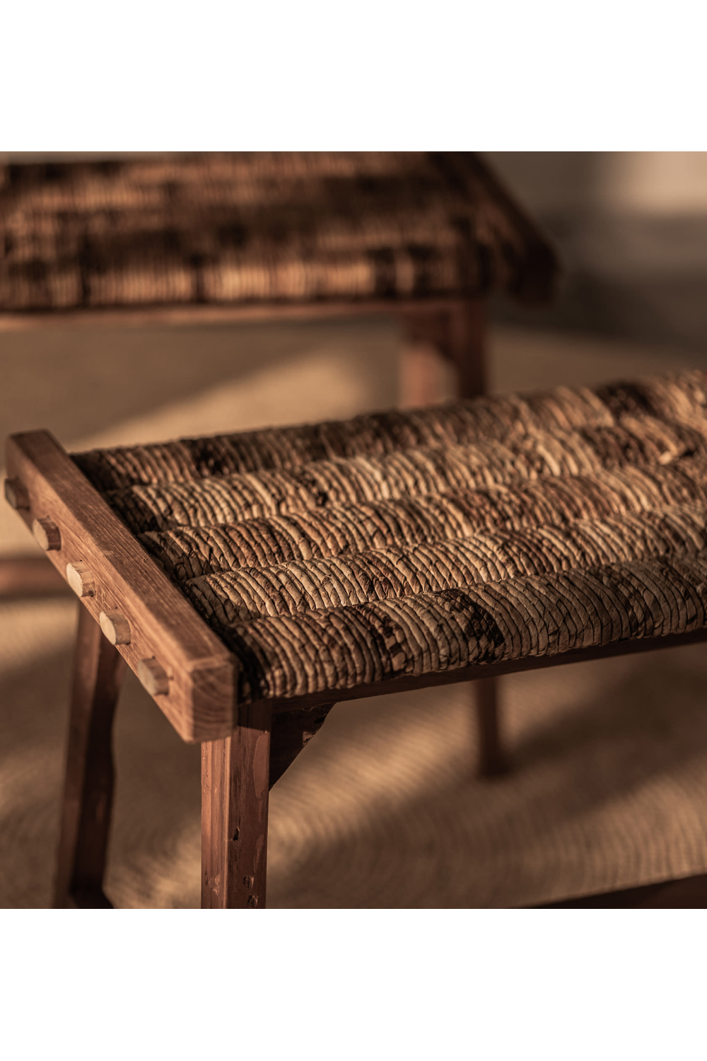 Two-Toned Woven Abaca Bench | dBodhi Caterpillar Flores | OROA.com