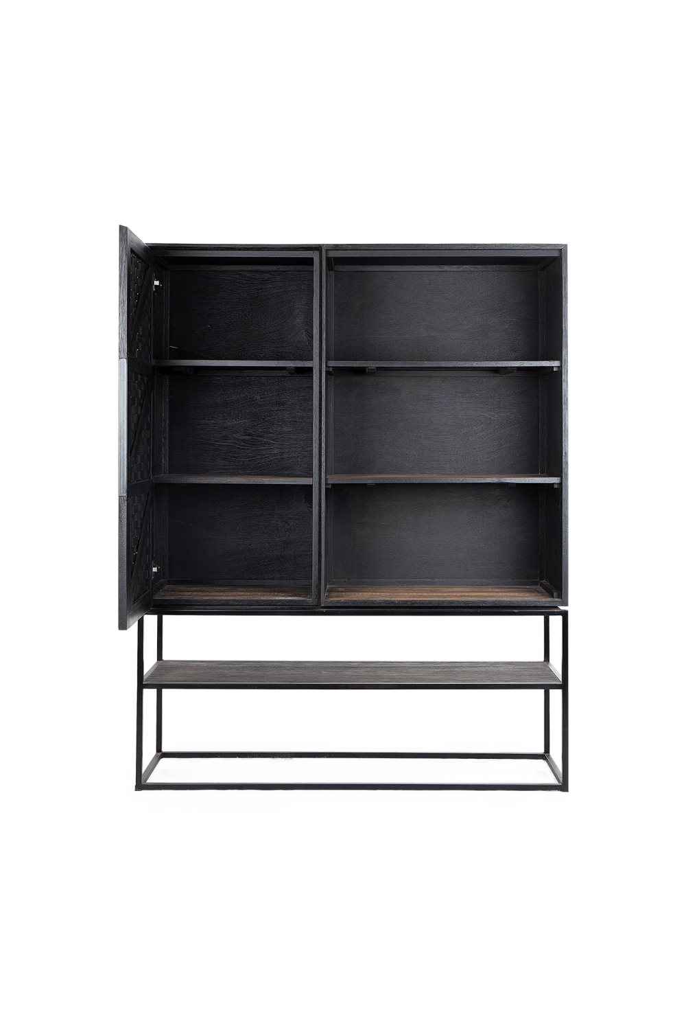 Wooden 3-Shelf Cabinet With Open Rack | dBodhi Karma | OROA.com