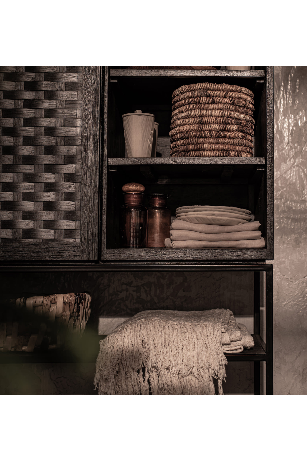 Charcoal Wooden 3-Shelf Cabinet | dBodhi Karma | OROA.com