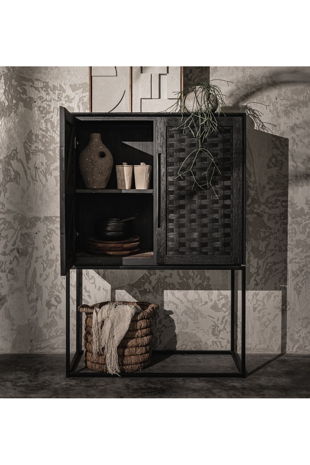 Charcoal Teak Wooden Cabinet | dBodhi Karma | OROA.com