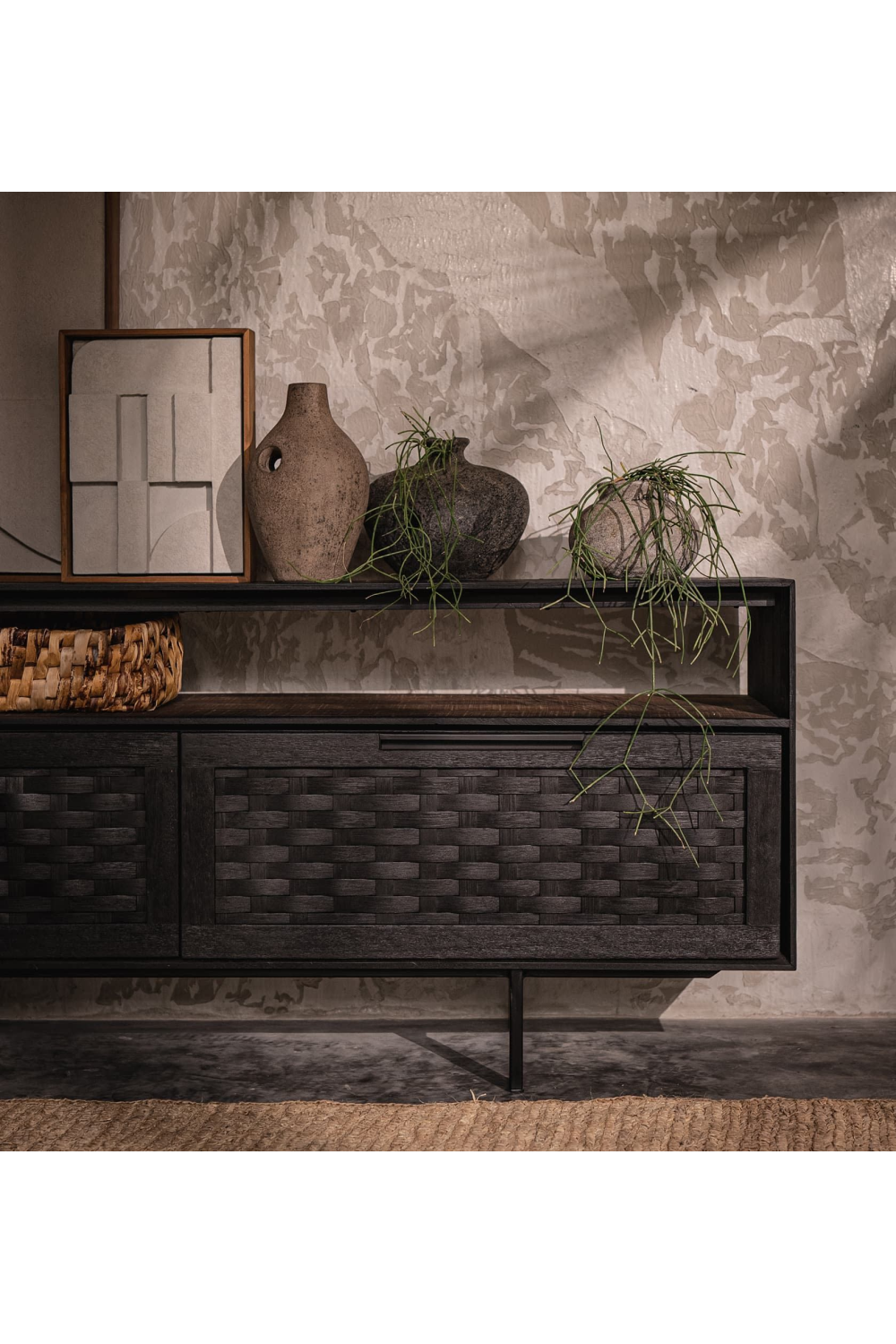 Charcoal Wooden 2-Drawer Low Dresser | dBodhi Karma | OROA.com