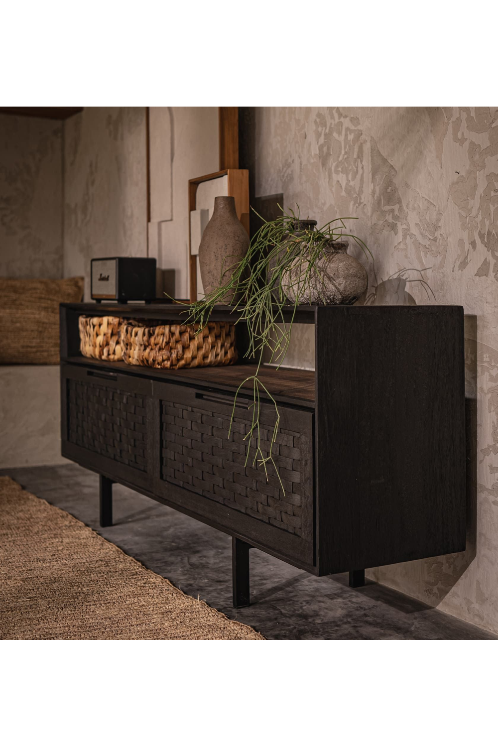 Charcoal Wooden 2-Drawer Low Dresser | dBodhi Karma | OROA.com