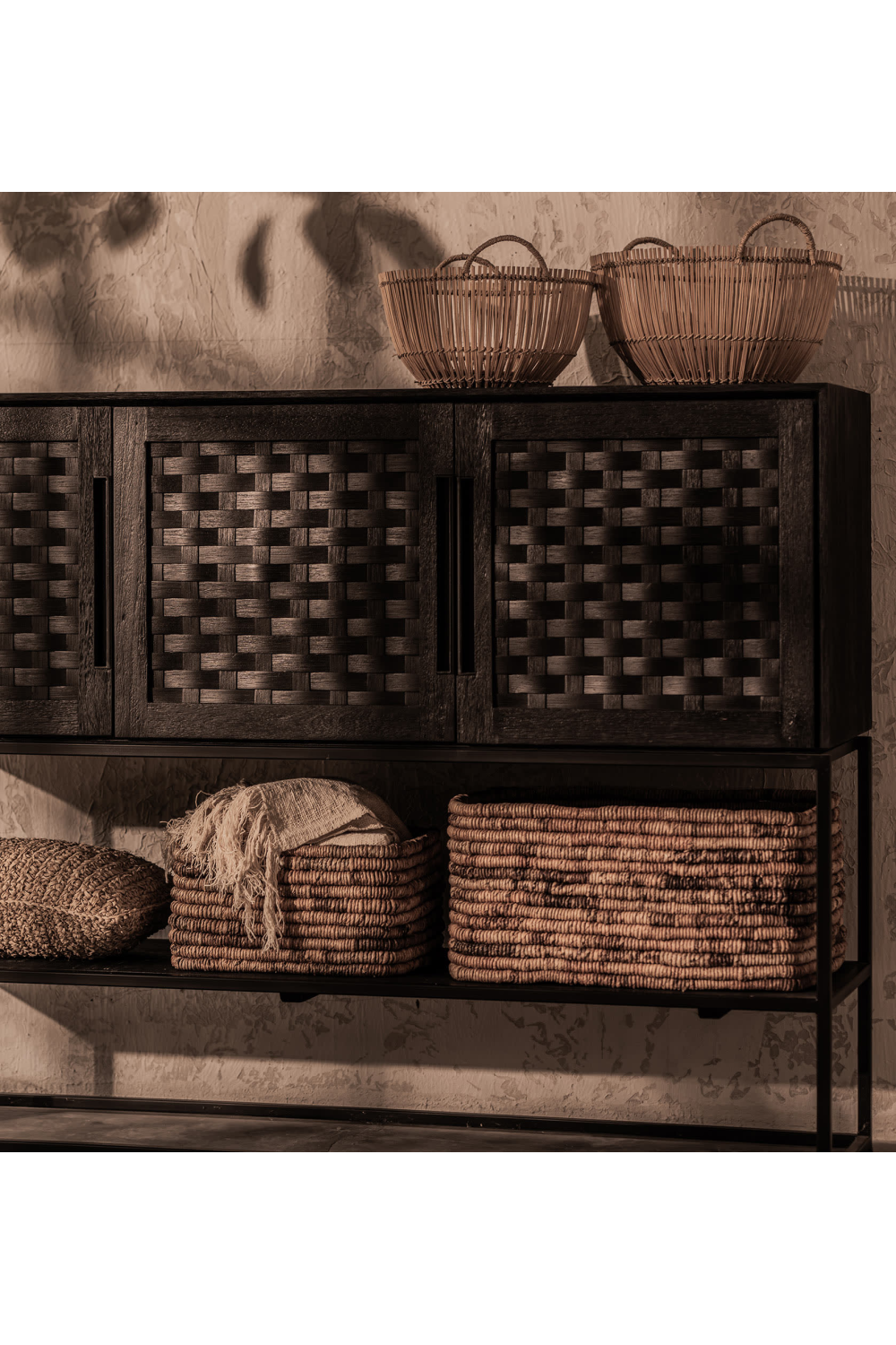 Black Wooden 3-Door High Dresser | dBodhi Karma | OROA.com