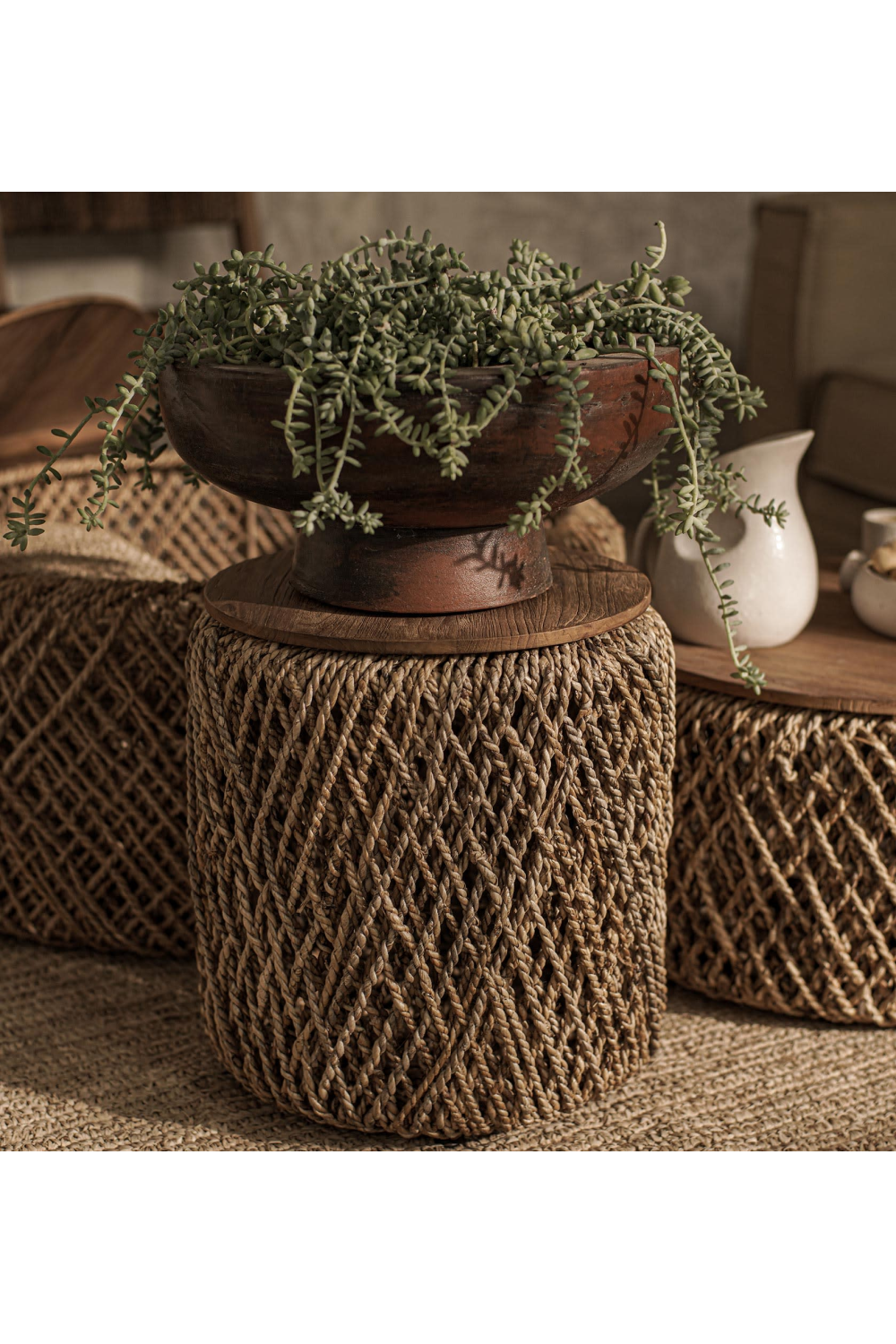 Round Woven Abaca Coffee Table Set (3) | dBodhi Knut | OROA