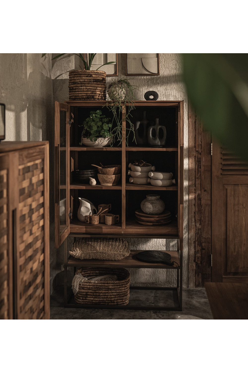 Wooden Cabinet with 2-Glass Doors | dBodhi Karma | OROA.com