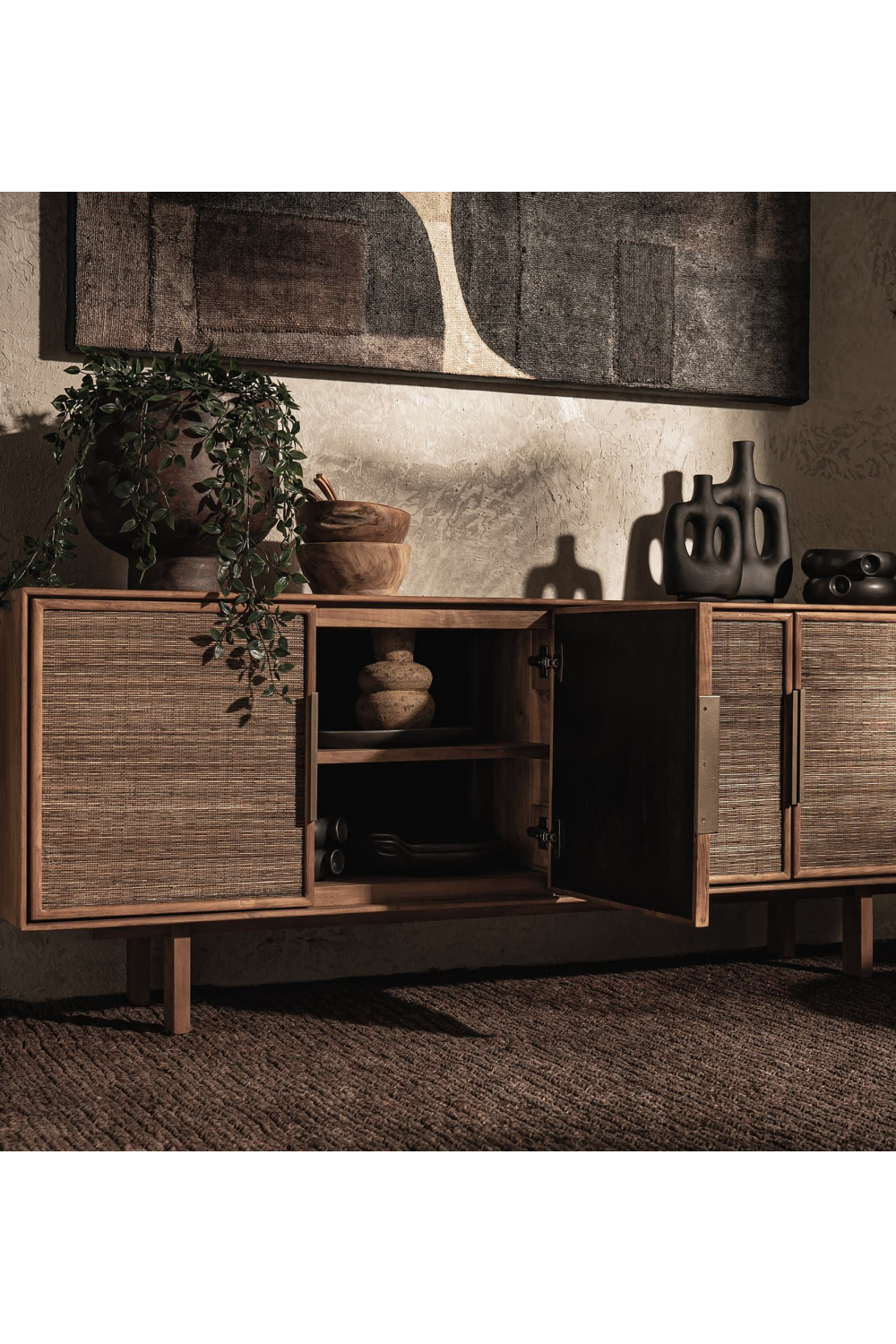 Teak Framed 4 Door Dresser | dBodhi Grace | OROA.com