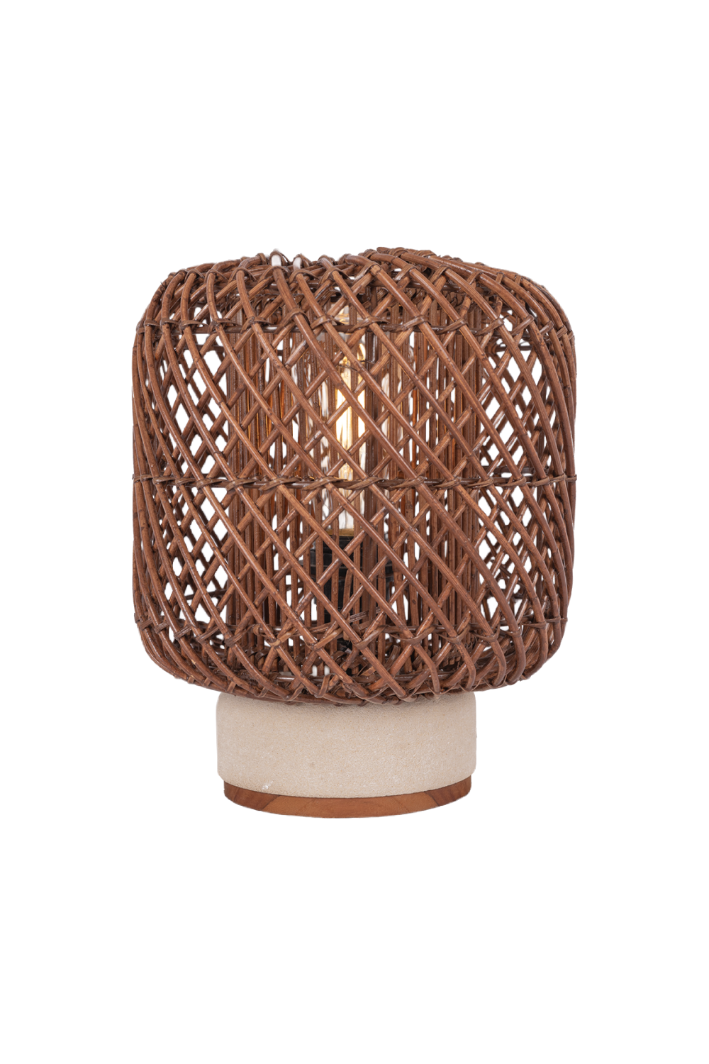 Brown Rattan Cylindrical Table Lamp | dBodhi Pole | OROA.com