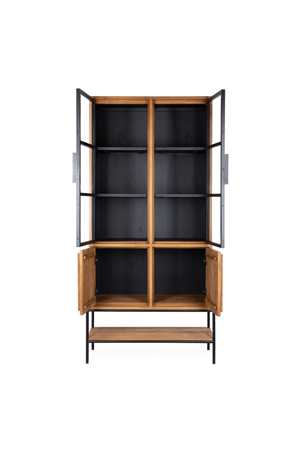 Natural Teak Glass 4-Door Cabinet | dBodhi Outline | OROA.com