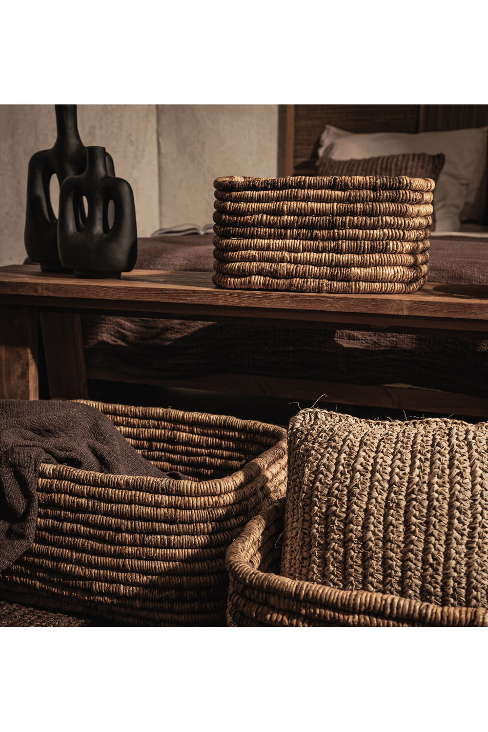 Rectangular Woven Abaca Basket Set (3) | dBodhi Caterpillar Ambang | OROA.com