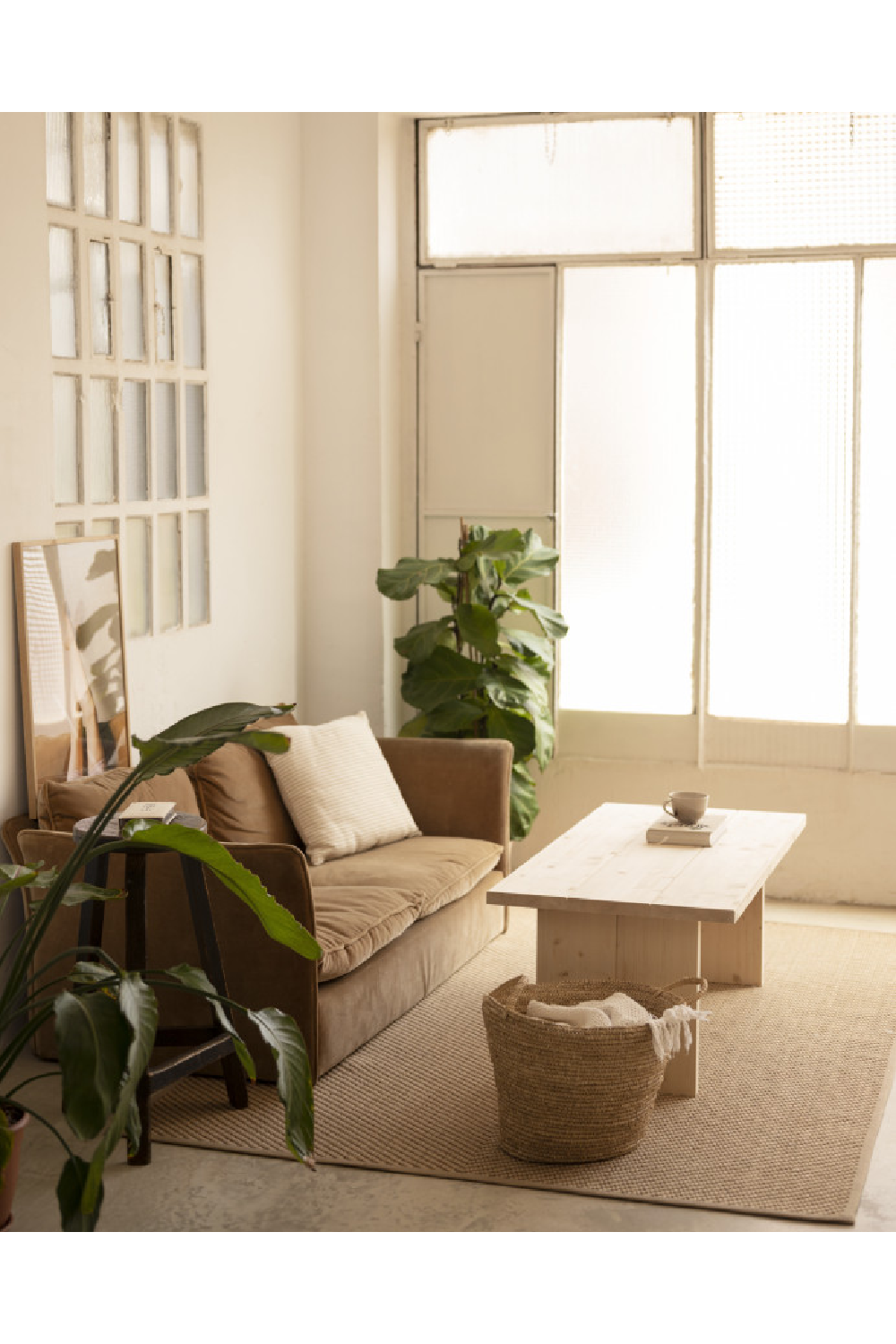 Solid Pine Minimalist Coffee Table | Decowood Frida | Oroa.com