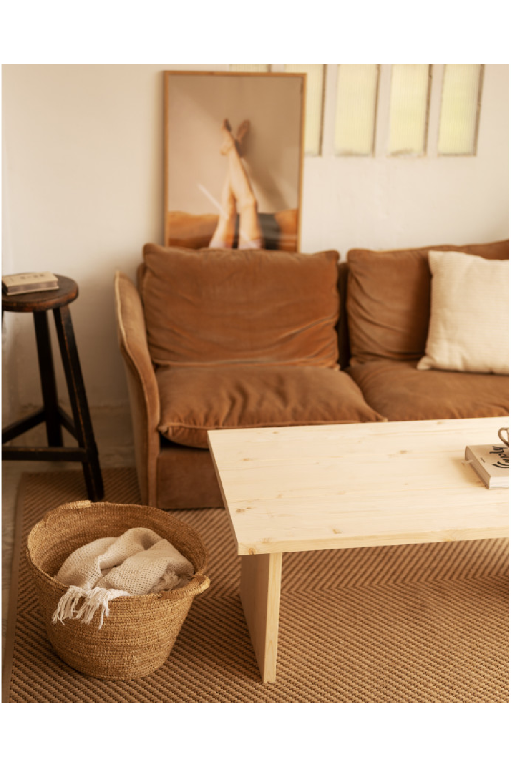 Solid Pine Minimalist Coffee Table | Decowood Frida | Oroa.com