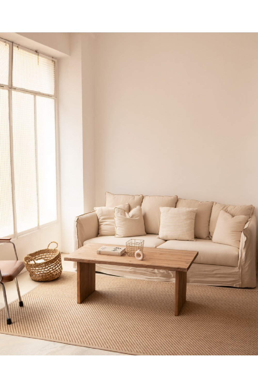 Solid Pine Minimalist Coffee Table | Decowood Frida | Oroa.com