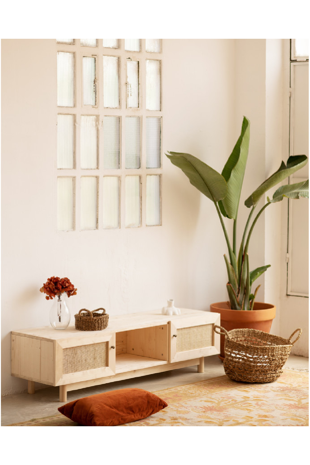 Rattan 2-Door Media Unit | Decowood Frida | Oroa.com