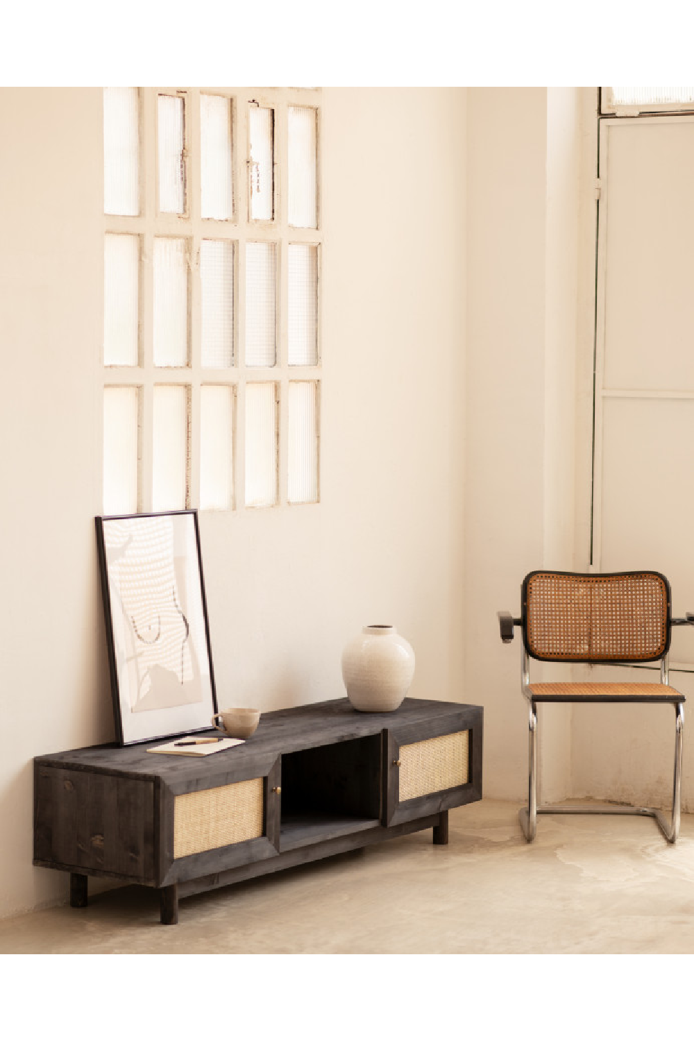 Rattan 2-Door Media Unit | Decowood Frida | Oroa.com