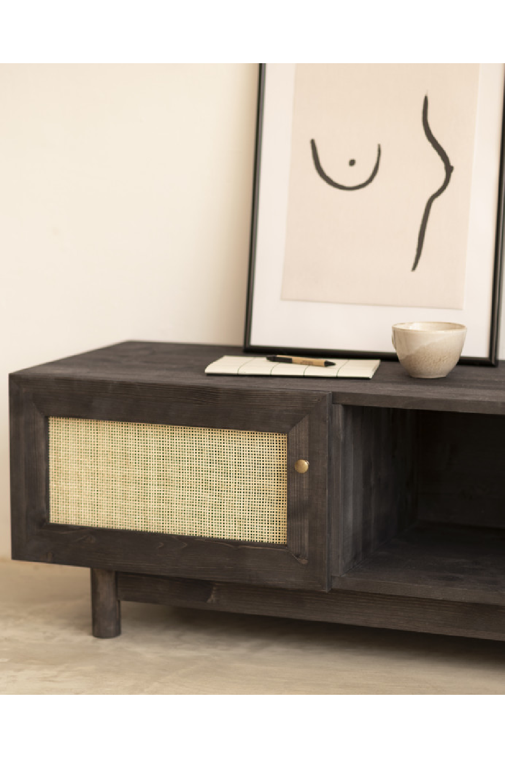 Rattan 2-Door Media Unit | Decowood Frida | Oroa.com
