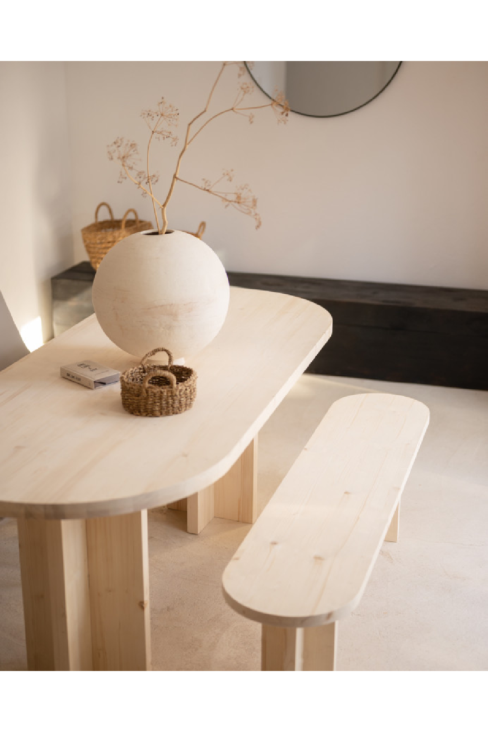 Oval Solid Wood Bench | Decowood Tokyo | Oroa.com
