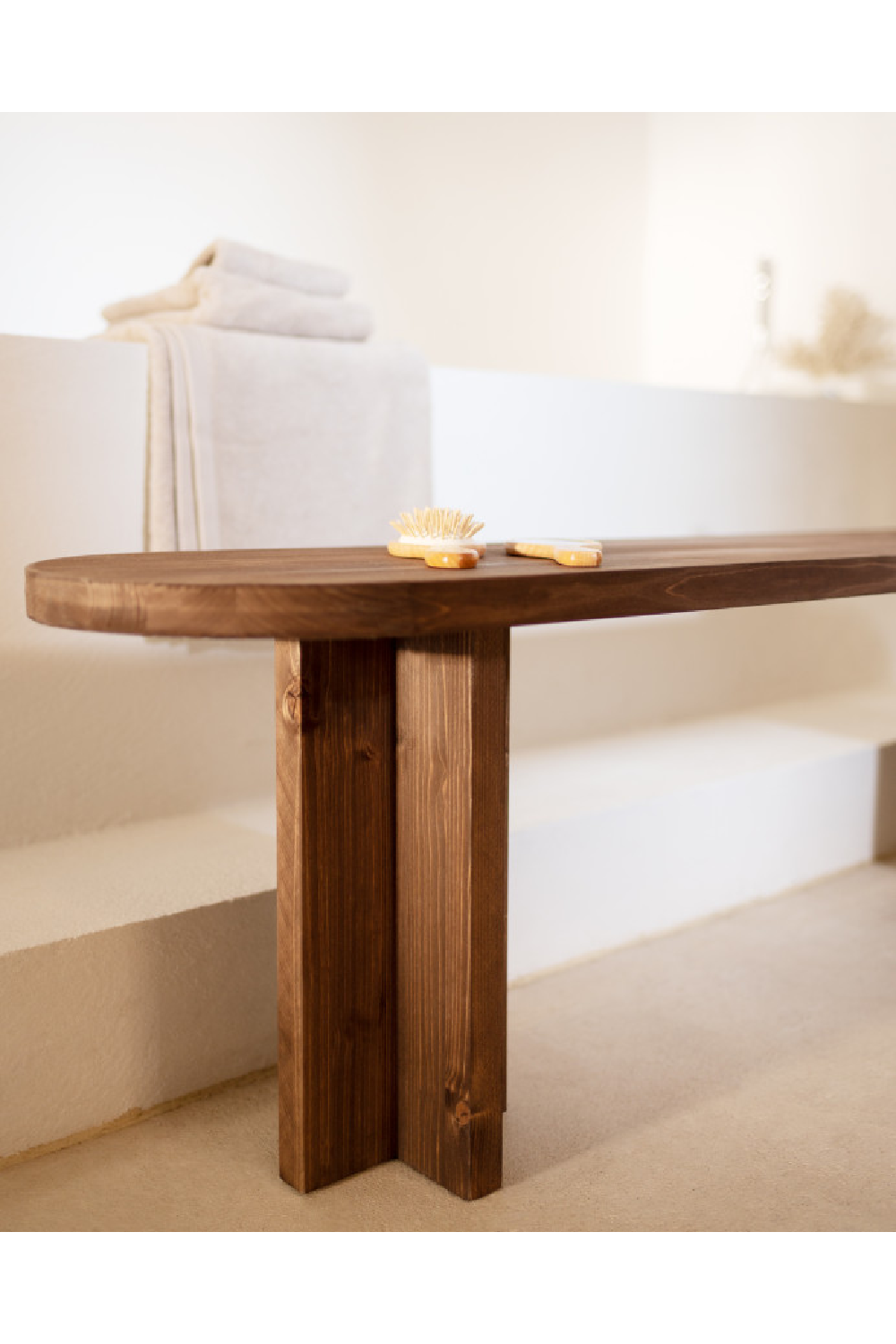 Oval Solid Wood Bench | Decowood Tokyo | Oroa.com