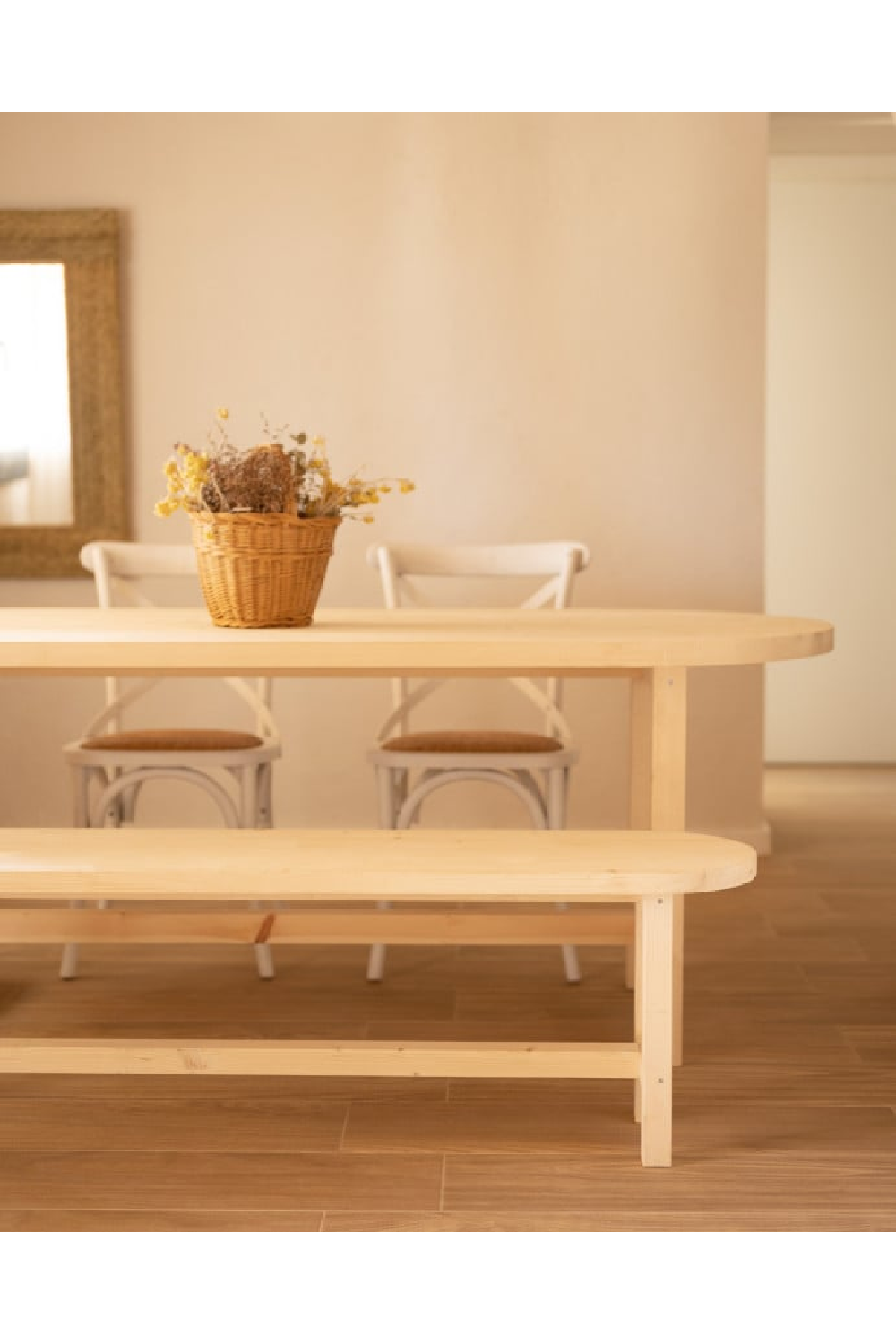 Round Edged Wooden Bench | Decowood Olivia | Oroa.com