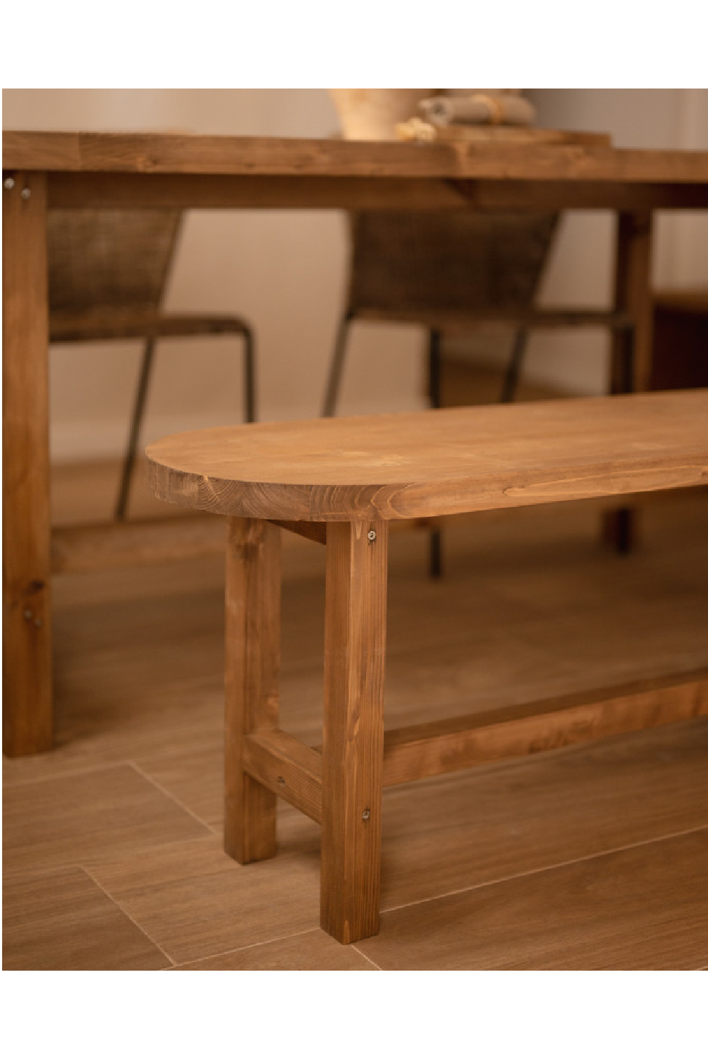 Round Edged Wooden Bench | Decowood Olivia | Oroa.com