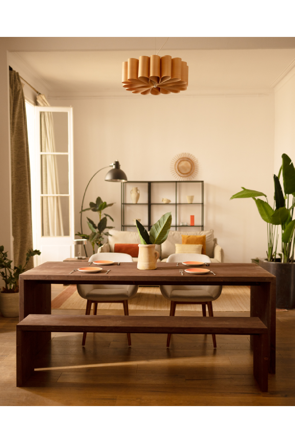 Angular Solid Wood Bench | Decowood Telva | OROA.com