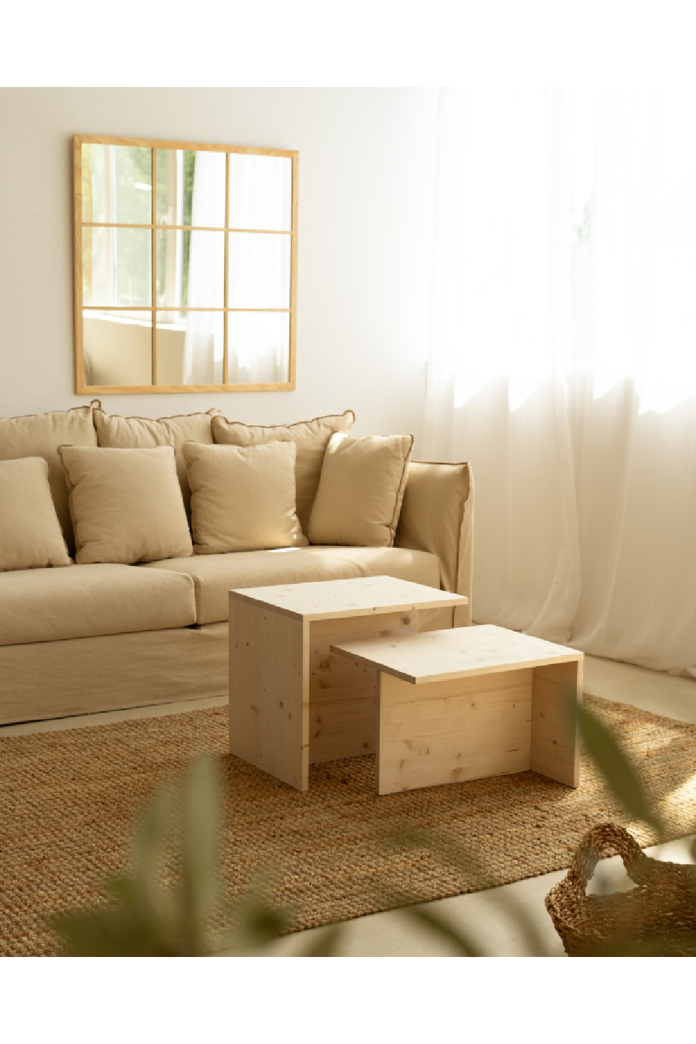 Cantilevered Solid Wood Coffee Tables (2) | Decowood Theo | Oroa.com