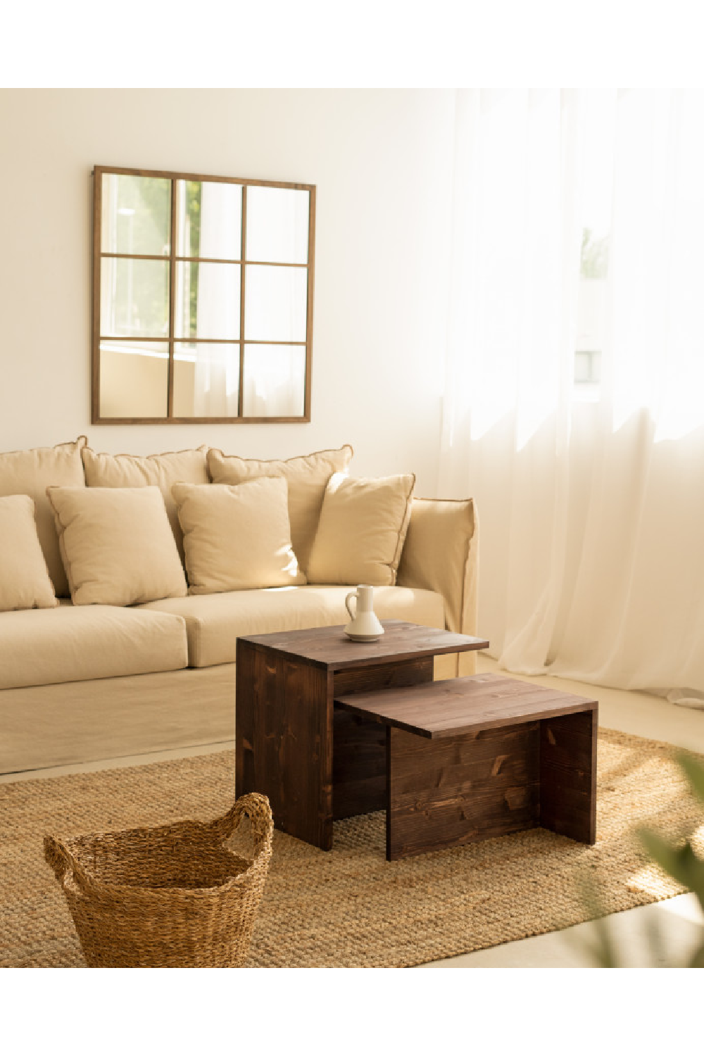 Cantilevered Solid Wood Coffee Tables (2) | Decowood Theo | Oroa.com