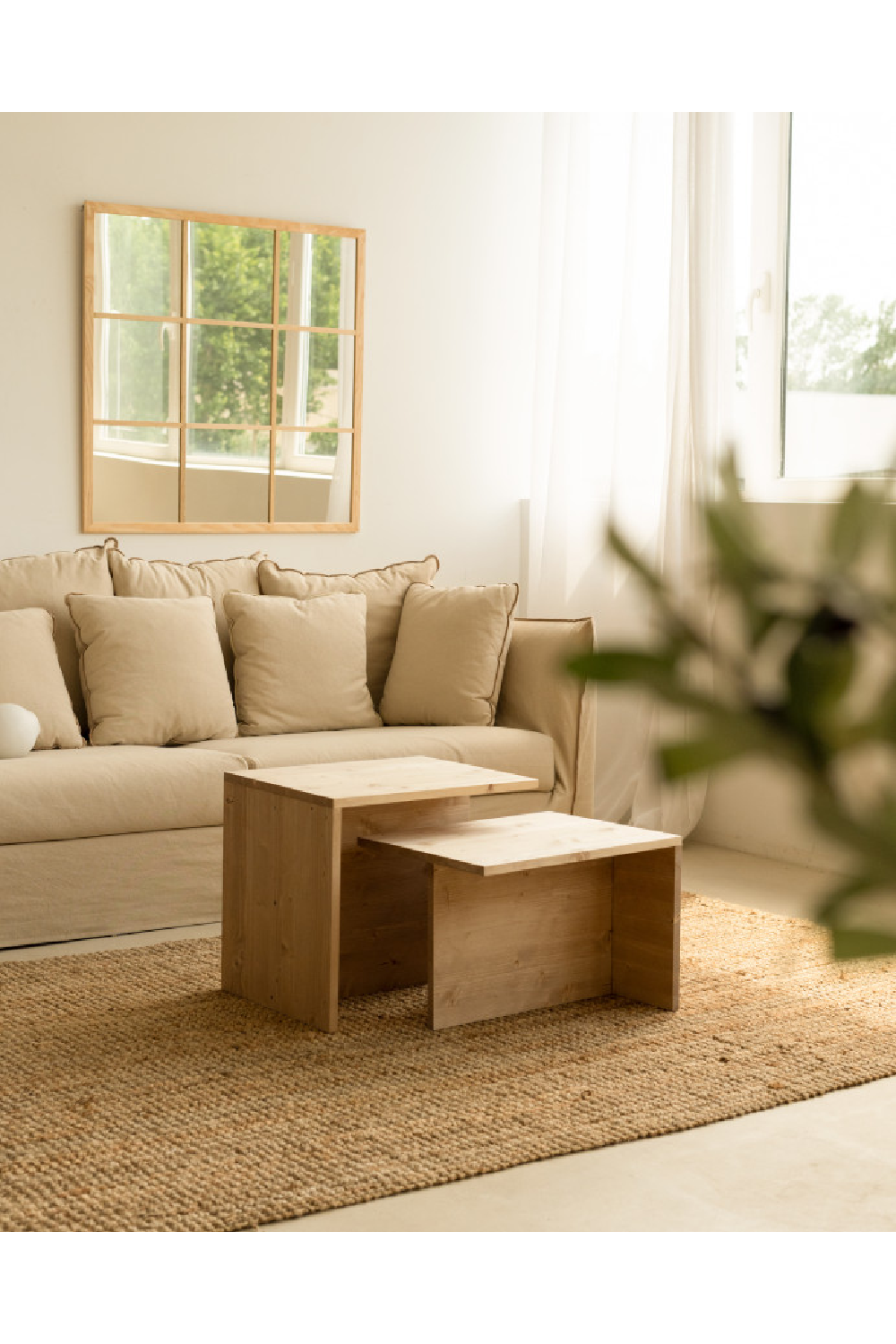 Cantilevered Solid Wood Coffee Tables (2) | Decowood Theo | Oroa.com