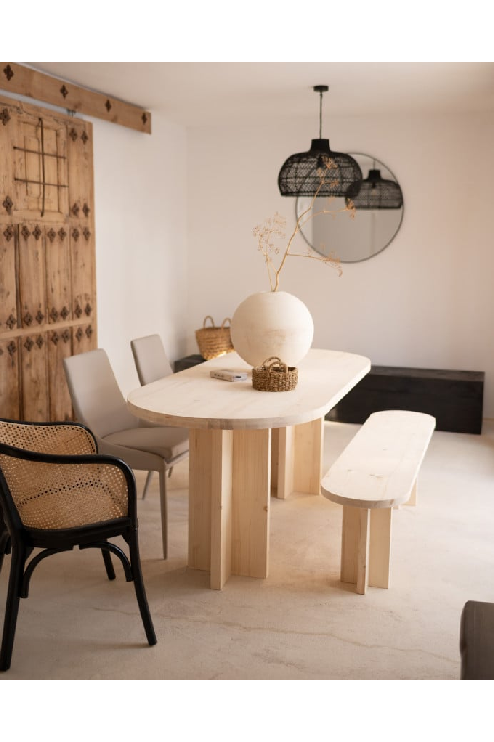 Oval Dining Table and Bench Set | Decowood Tokyo | Oroa.com
